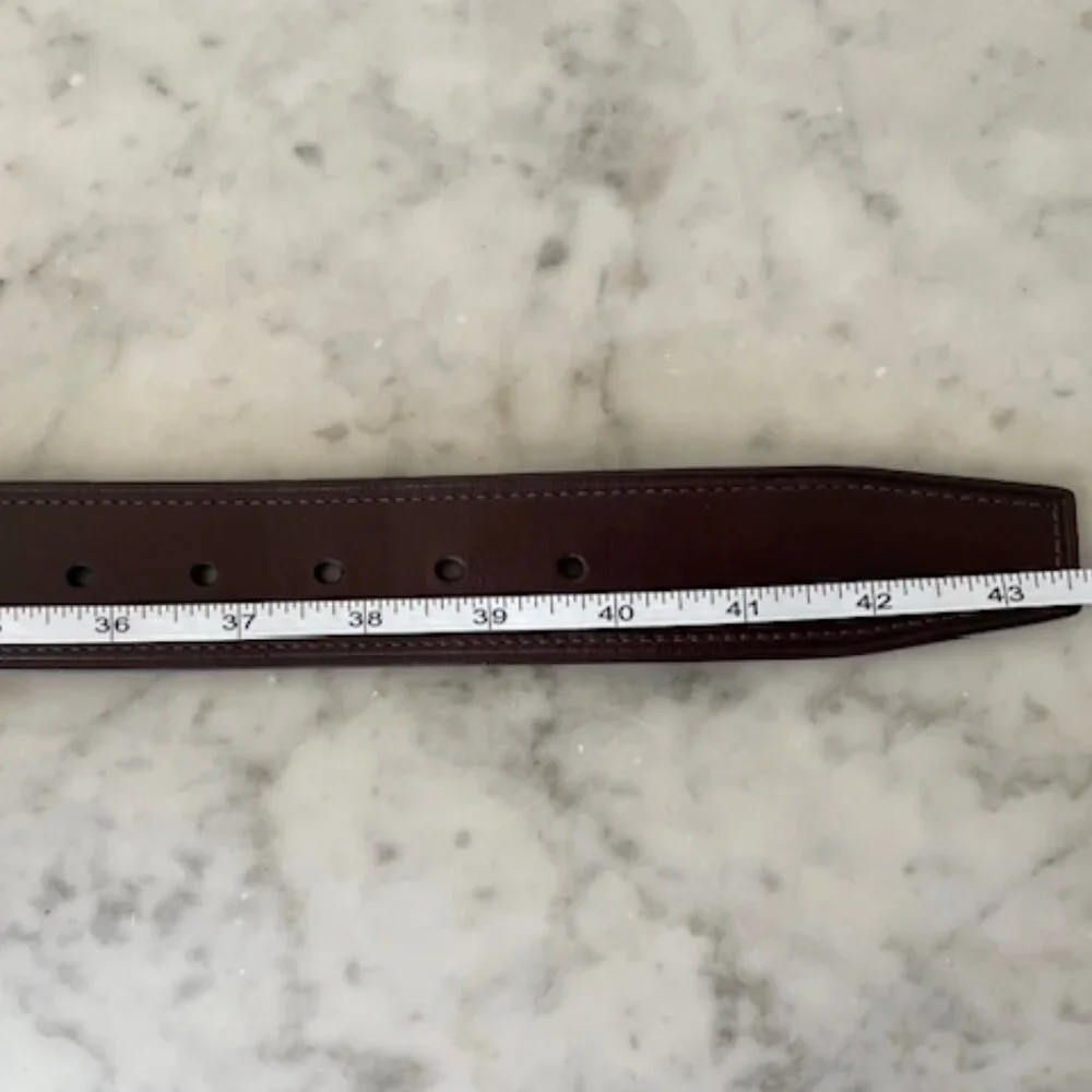 COACH Vintage Brown Leather Silver Tone Textured Buckle Men's Belt 38